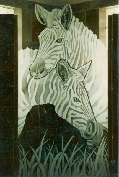 etched glass zebra